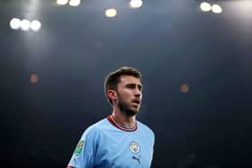 Aymeric Laporte of Manchester City  in action during the Carabao Cup Fourth Round match between Manchester City (Photo by Naomi Baker/Getty Images)