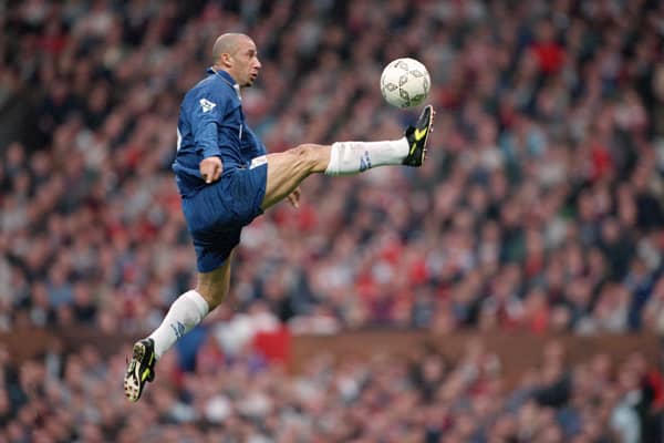 Gianluca Vialli during his playing career at Chelsea in 1996 (Credit: Clive Brunskill/Allsport)