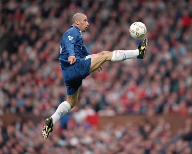 Gianluca Vialli during his playing career at Chelsea in 1996 (Credit: Clive Brunskill/Allsport)