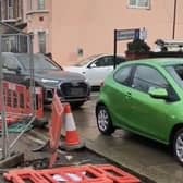 Drivers were pictured edging round roadworks in Southall, Ealing. Photo: UB1 UB2