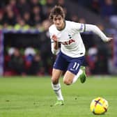 Bryan Gil of Tottenham Hotspur controls the ball during the Premier League match between Crystal Palace and Tottenham Hotspur (Photo by Warren Little/Getty Images)