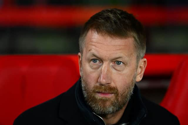 Graham Potter, Manager of Chelsea looks on prior to the Premier League match between Nottingham Forest (Photo by Clive Mason/Getty Images)