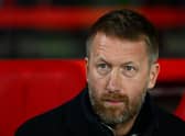 Graham Potter, Manager of Chelsea looks on prior to the Premier League match between Nottingham Forest (Photo by Clive Mason/Getty Images)