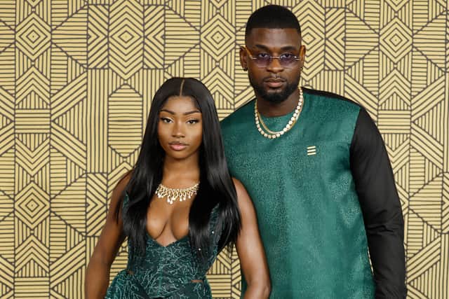 Indiyah Polack and Dami Hope attend the "Black Panther: Wakanda Forever" European Premiere at Cineworld Leicester Square on November 03, 2022 in London, England. (Photo by John Phillips/Getty Images)