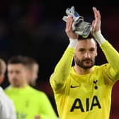 Hugo Lloris of Tottenham Hotspur applauds the fans after the team's victory during the Premier League match