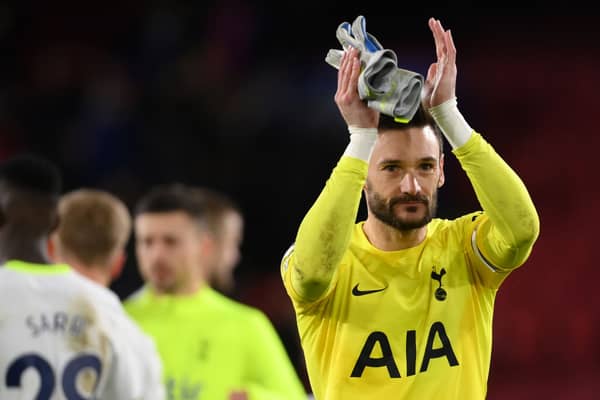 Hugo Lloris of Tottenham Hotspur applauds the fans after the team's victory during the Premier League match
