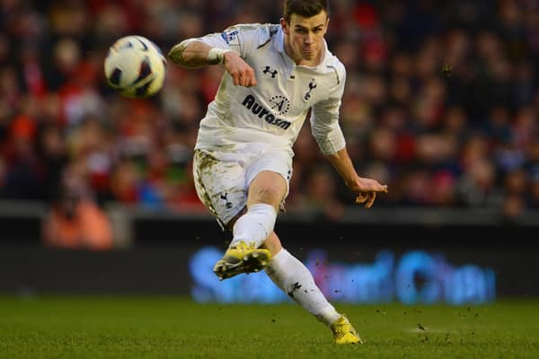 Gareth Bale of Tottenham in action during the Barclays Premier League match between Liverpool and Tottenham Hotspurs  (Photo by Michael Regan/Getty Images)