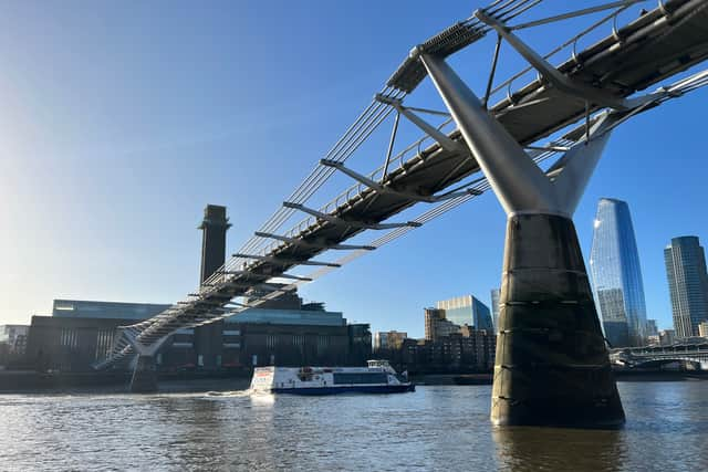 The Millennium Bridge and the Tate Modern on the Thames.