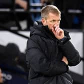  Graham Potter gestures on the touchline during the English FA Cup third round football match between Manchester City  (Photo by OLI SCARFF/AFP via Getty Images)