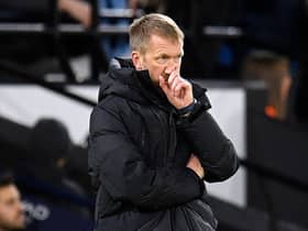  Graham Potter gestures on the touchline during the English FA Cup third round football match between Manchester City  (Photo by OLI SCARFF/AFP via Getty Images)