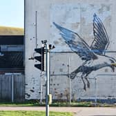 The Banksy mural in in Lowestoft, Suffolk, after the skip was removed