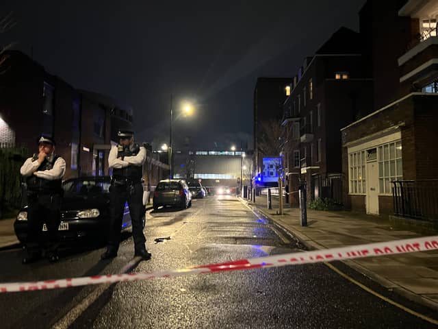 The scene of a shooting in Phoenix Road, Camden