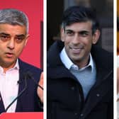 Sadiq Khan, Rishi Sunak and Keir Starmer  