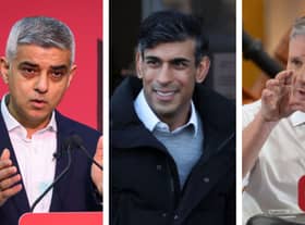 Sadiq Khan, Rishi Sunak and Keir Starmer  