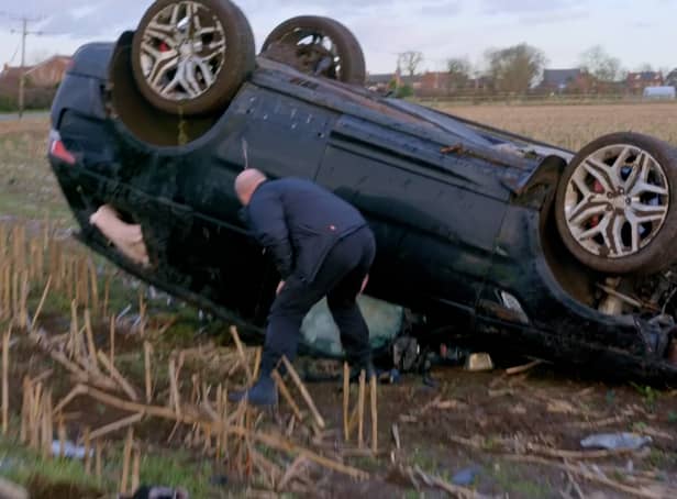 The car which was stolen and crashed after being driven at 120mp (Photo: SWNS)