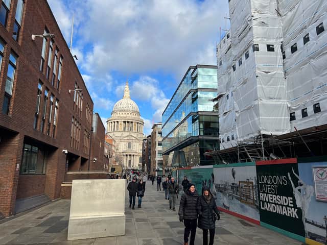 St Paul’s Cathedral, with the One Millennium Bridge site on the right