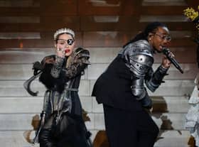 Madonna and Quavo, perform live on stage after the 64th annual Eurovision Song Contest held at Tel Aviv Fairgrounds on May 18, 2019 in Tel Aviv, Israel. (Photo by Michael Campanella/Getty Images)