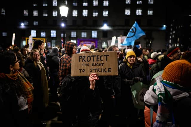 Thousands attend the Right to Strike protest outside Downing Street. Credit: Getty Images