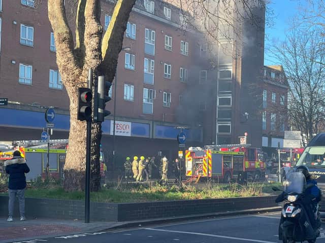 A fire broke out in the basement car park of Tesco in Thornton Heath. Credit: Yashika Jagwant.