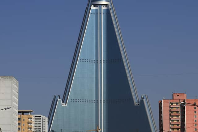 The Ryugyong Hotel (Korean: 류경호텔) was the only building outside of the UK and the US to place on the world’s top ten eyesore list (Credit: Martin Cigler)