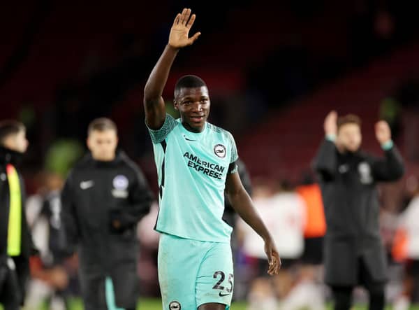 Moises Caicedo of Brighton & Hove Albion applauds fans after the Premier League match between Southampton FC and Brighton & Hove Albion 