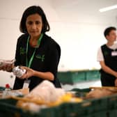 Sorting through produce at Hackney Foodbank.