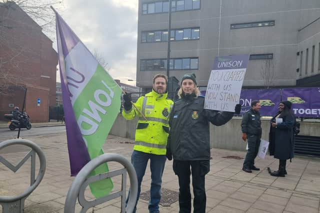 Striking ambulance workers Glen and Rachel. Photo: LondonWorld