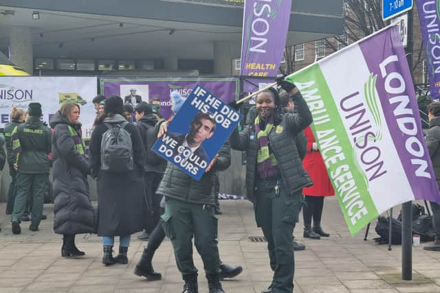 Striking paramedics Femi and Nana. Photo: LondonWorld