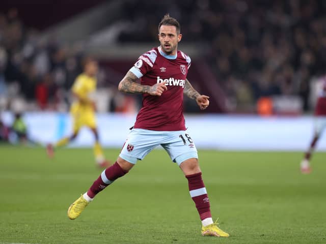 Danny Ings of West Ham United during the Premier League match between West Ham United and Everton FC . (Photo by Alex Pantling/Getty Images)
