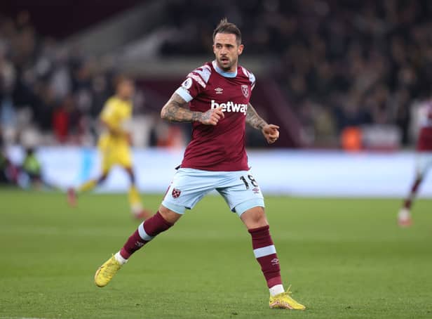 <p>Danny Ings of West Ham United during the Premier League match between West Ham United and Everton FC . (Photo by Alex Pantling/Getty Images)</p>