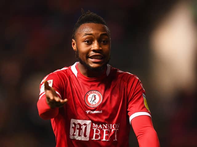  Antoine Semenyo of Bristol City reacts during the Sky Bet Championship match between Bristol City and Coventry City at Ashton Gate (Photo by Harry Trump/Getty Images)