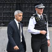 London mayor Sadiq Khan, left, and Met Police commissioner Sir Mark Rowley. Photo: Getty