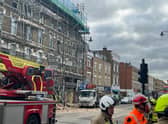 Rubble from a building collapse in Stoke Newington