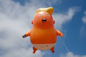  The Donald Trump ‘baby blimp’ has been re-inflated as part of conservation work by the Museum of London. Credit: Getty Images