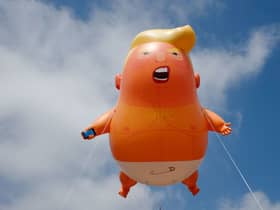  The Donald Trump ‘baby blimp’ has been re-inflated as part of conservation work by the Museum of London. Credit: Getty Images