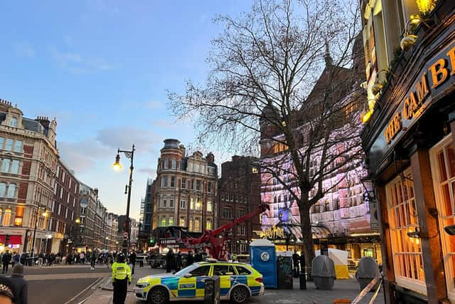 Police, fire crews, paramedics and air ambulance workers were called out to the scene at Cambridge Circus. Credit: LondonWorld