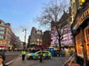 <p>Police, fire crews, paramedics and air ambulance workers were called out to the scene at Cambridge Circus. Credit: LondonWorld</p>