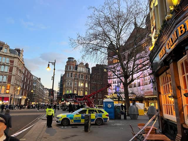 Police, fire crews, paramedics and air ambulance workers were called out to the scene at Cambridge Circus. Credit: LondonWorld