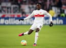 Naouirou Ahamada of VfB Stuttgart passes the ball during the Bundesliga match between VfB Stuttgart and 1. FSV Mainz 0  (Photo by Adam Pretty/Getty Images)