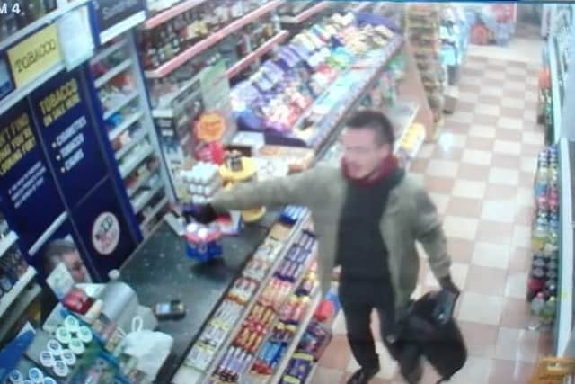 The 32-year-old was seen on CCTV buying four cans of beer at a shop in Blackhorse Lane, Walthamstow. Credit: Met Police