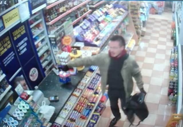 The 32-year-old was seen on CCTV buying four cans of beer at a shop in Blackhorse Lane, Walthamstow. Credit: Met Police