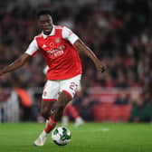 Albert Sambi Lokonga of Arsenal during the Carabao Cup Third Round match between Arsenal and Brighton & Hove Albion at Emirates Stadium