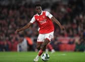 Albert Sambi Lokonga of Arsenal during the Carabao Cup Third Round match between Arsenal and Brighton & Hove Albion at Emirates Stadium