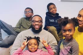 Emmanuel Asuquo and partner Mariam and their four children Malachi, Ethan, Elle and Mia-Rae.