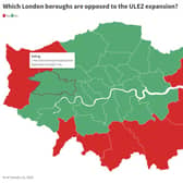Boroughs in opposition to the ULEZ. Photo: Flourish