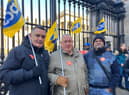  PCS union security guards Joseph Mahoney, Michael Soper and Samuel David on strike at the British Museum.