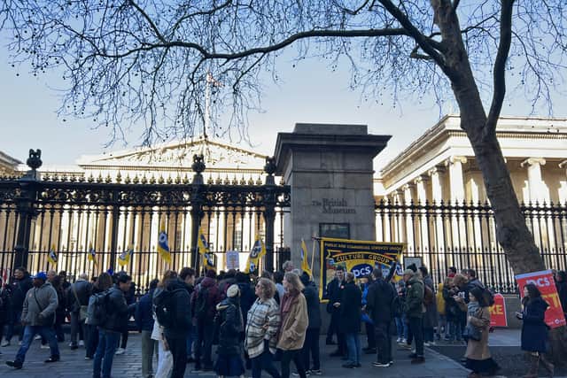  PCS union workers on strike at the British Museum.