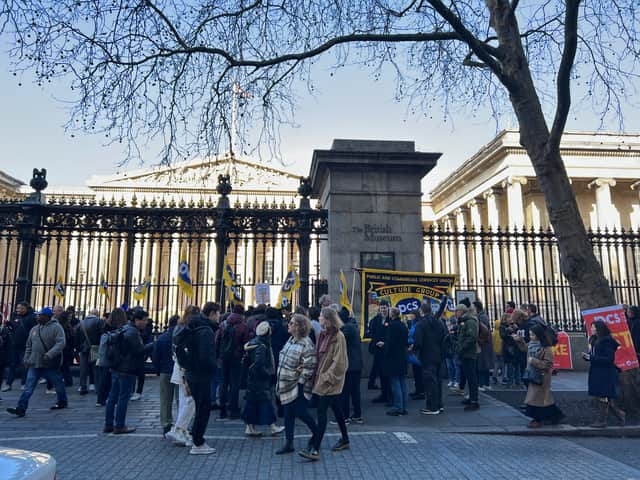  PCS union workers on strike at the British Museum.