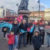 Striking teachers outside Tooting Broadway Station. Credit: LondonWorld