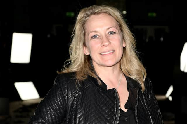 Sarah Beeny has returned to the hospital to receive breast cancer treatment.